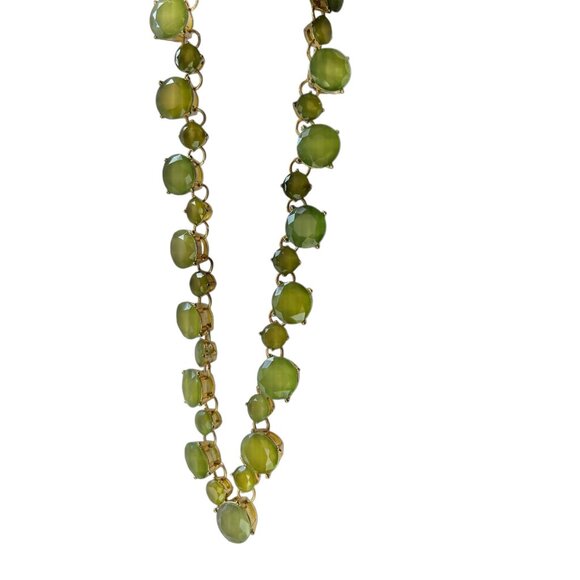 Faceted Green Glass Stone Gold-Tone Necklace By Lane Bryant 20” - Picture 7 of 9